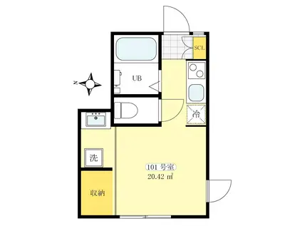 I-AREA船橋(ワンルーム/1階)の間取り写真