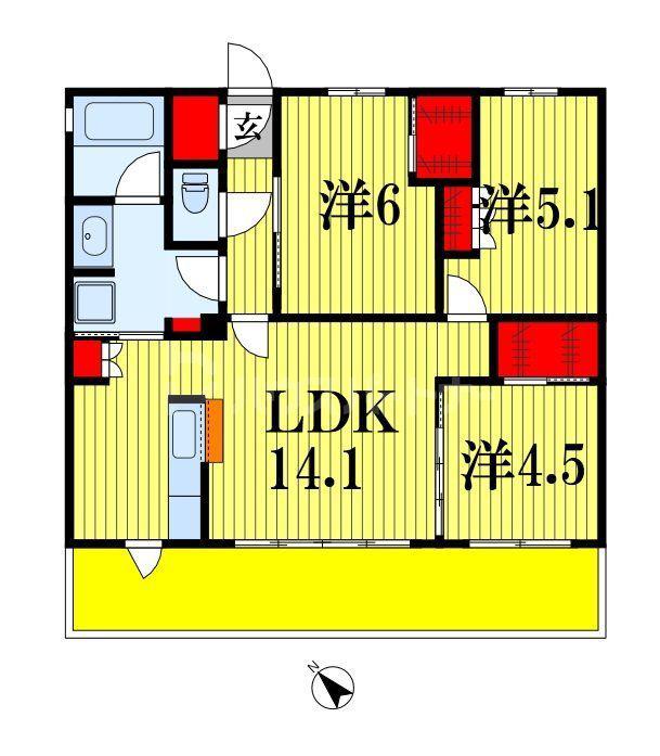 センチュリー千葉みなと(3LDK/4階)の間取り写真