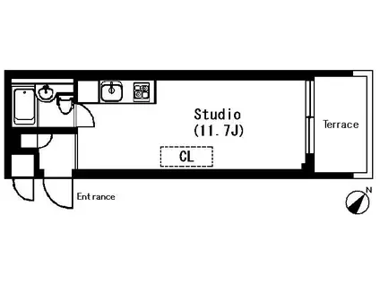 ラティエラ武蔵小山(ワンルーム/1階)の間取り写真