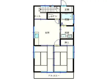 コーポハシモト2(2DK/2階)の間取り写真