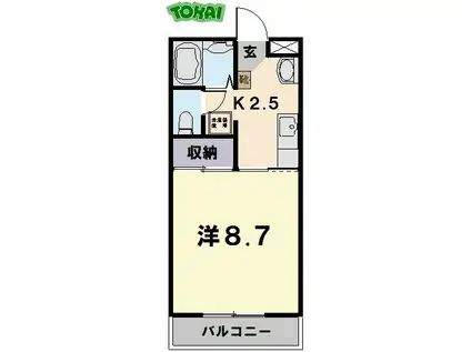 ロイヤルハートピア郷津 B棟(1K/1階)の間取り写真