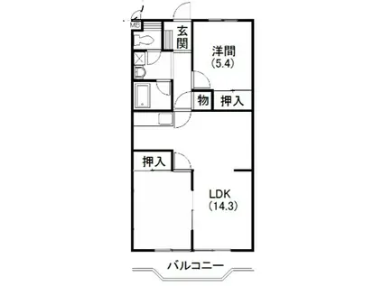 ファミーユ安座(2LDK/1階)の間取り写真
