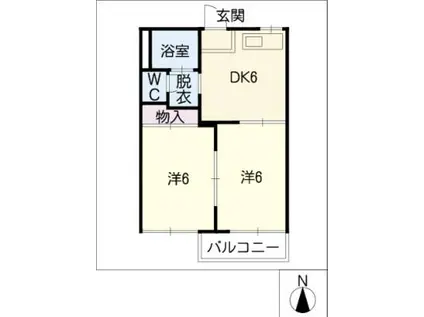 ビスタ旭(2DK/1階)の間取り写真