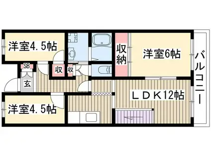 グランデフュエルーザ(3LDK/3階)の間取り写真