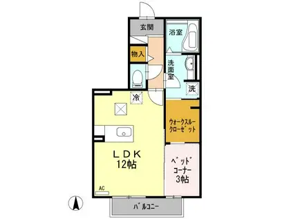 クレール・アビタシオン(1LDK/1階)の間取り写真