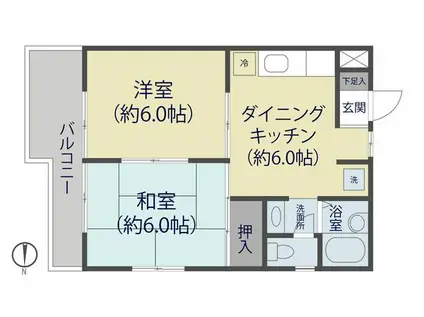 ロキシー・グリーンヒルA(2DK/3階)の間取り写真