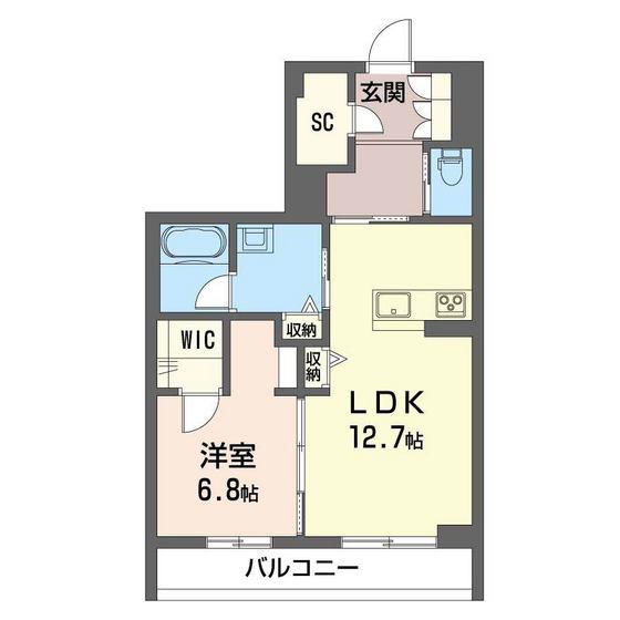 PSレジデンス高崎(1LDK/1階)の間取り写真