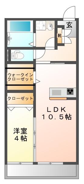 ARIA塚口1(1LDK/1階)の間取り写真