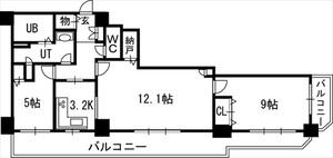 知事公館前タワーレジデンス(2LDK/26階)の間取り写真