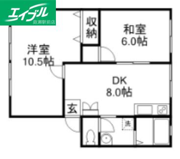 コーポ赤坂(2DK/1階)の間取り写真