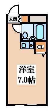 小若江スカイハイツ(ワンルーム/1階)の間取り写真