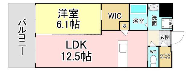ウイングス八幡駅前(1LDK/14階)の間取り写真