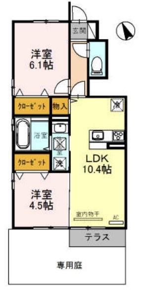 プレミア(2LDK/1階)の間取り写真