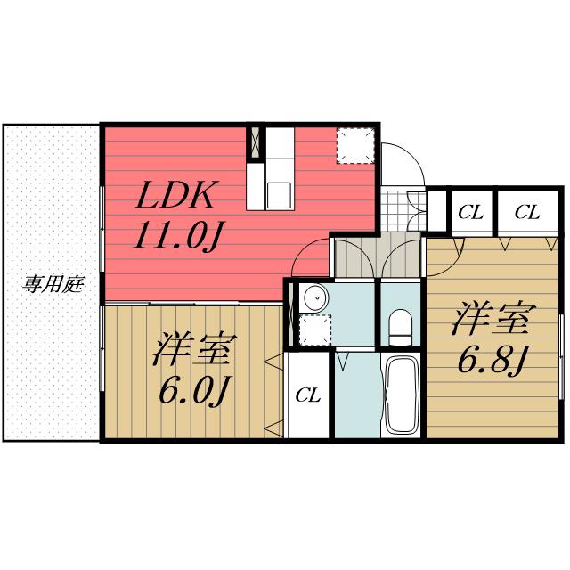 カーサ ドマーニ(2LDK/1階)の間取り写真
