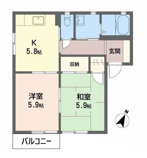 メゾン ラッキービレッジII(2K/2階)の間取り写真