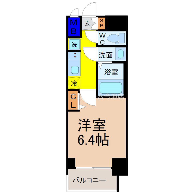 プレサンス吹上駅前エテルノ(1K/2階)の間取り写真