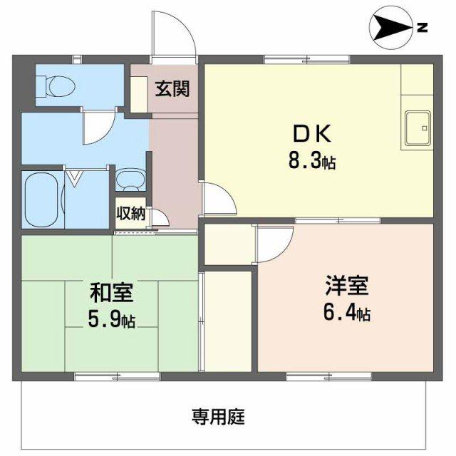 フレグランス野口(2DK/1階)の間取り写真
