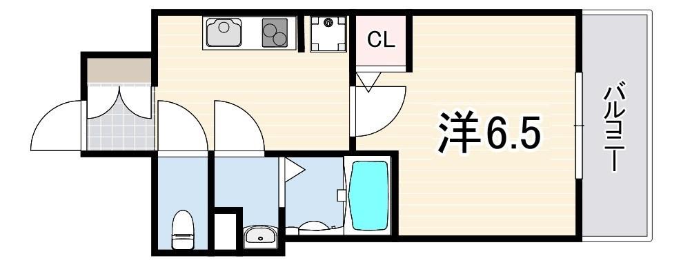 ファーストフィオーレ神戸湊町(1K/6階)の間取り写真