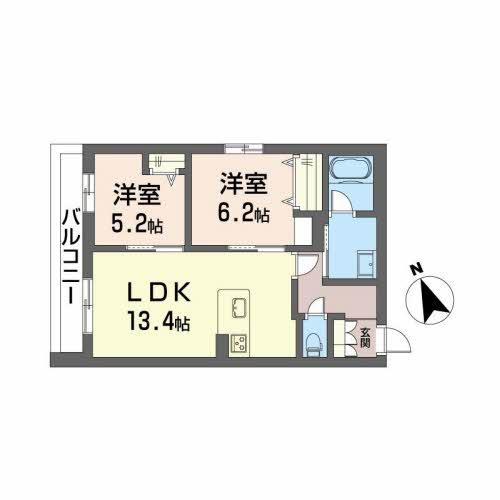 シャーメゾングレイス(2LDK/3階)の間取り写真