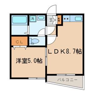 メープルコート(1LDK/3階)の間取り写真