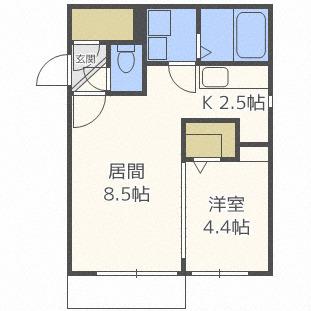 PRENDRE N12(1LDK/4階)の間取り写真