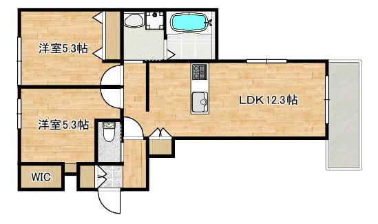 大熊町ヘーベルメゾン(2LDK/1階)の間取り写真