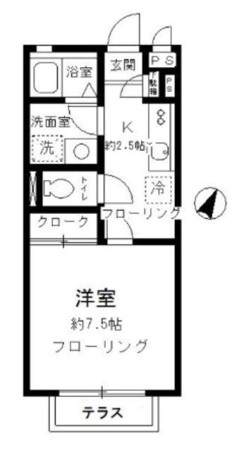SUNY COURT(1K/1階)の間取り写真