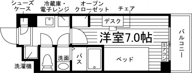 学生会館 NCREポートアイランド(ワンルーム/6階)の間取り写真