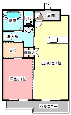 棒屋第11下池ハイツ(1LDK/1階)の間取り写真