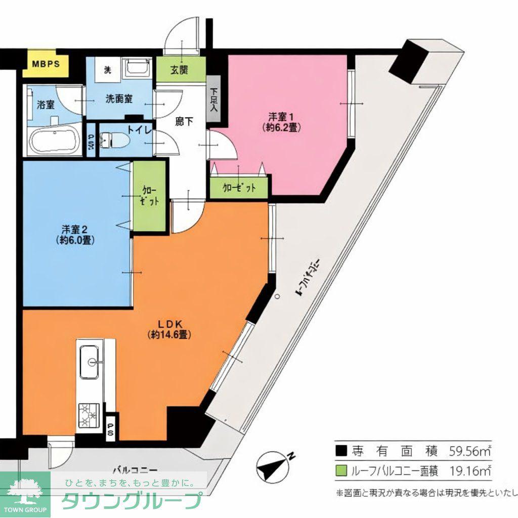 ドムール浅草(2LDK/7階)の間取り写真