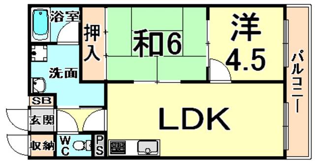 レーベンハイム(2LDK/3階)の間取り写真