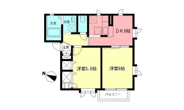 エメロード(2DK/1階)の間取り写真