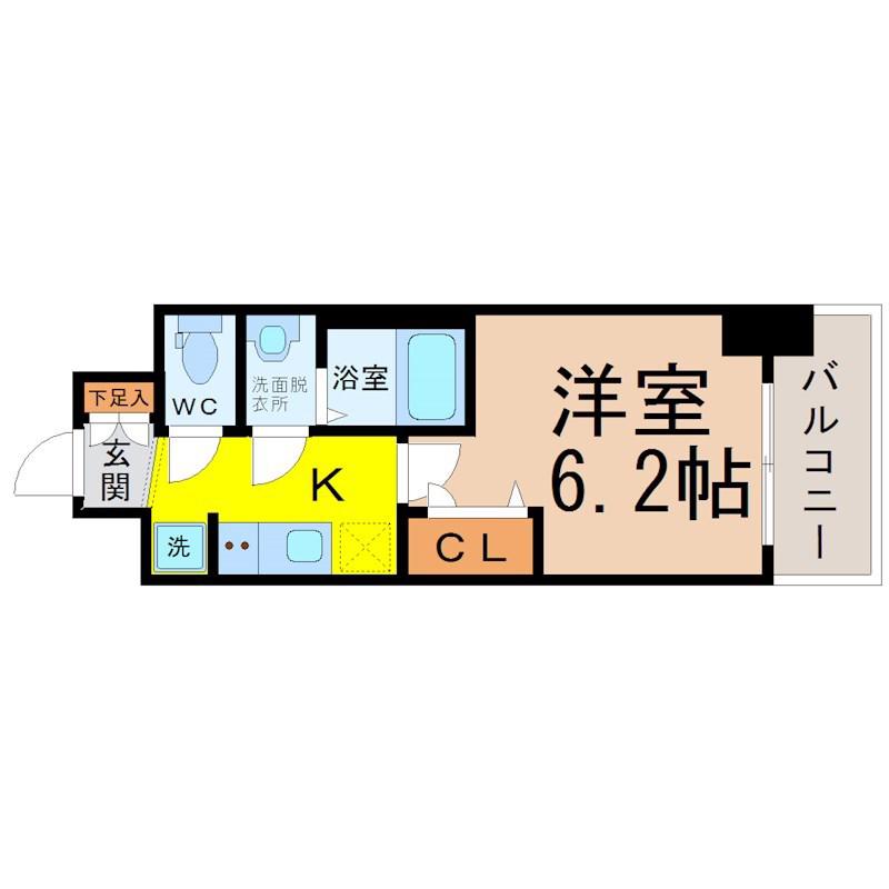 メイクス矢場町(1K/12階)の間取り写真
