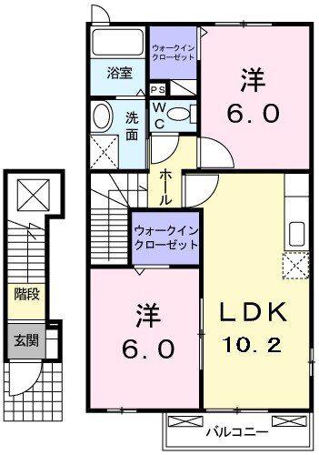 ワンネスサピーA(2LDK/2階)の間取り写真