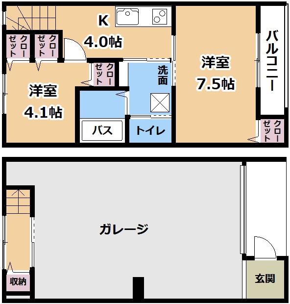 グレイスコーポIV(2K/2階)の間取り写真