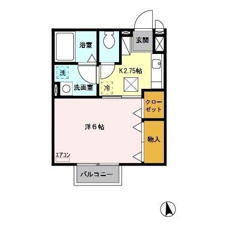 ヴェルドミール(1K/1階)の間取り写真