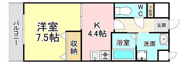 NOVA NEXUS(1K/4階)の間取り写真