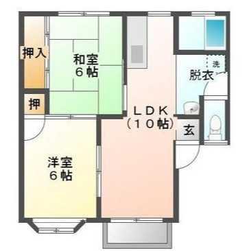 メルシー蔵王B(2LDK/2階)の間取り写真