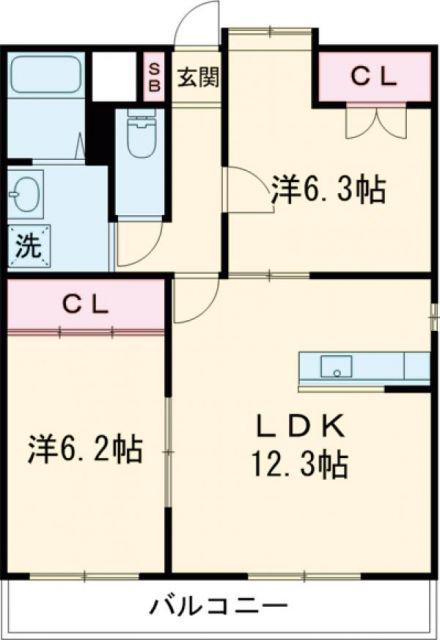 グリーンパレス城南(2LDK/3階)の間取り写真