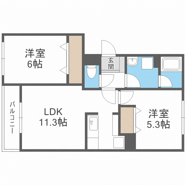 フェバリット壱番館(2LDK/2階)の間取り写真
