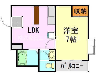 翔成ビル(1LDK/2階)の間取り写真