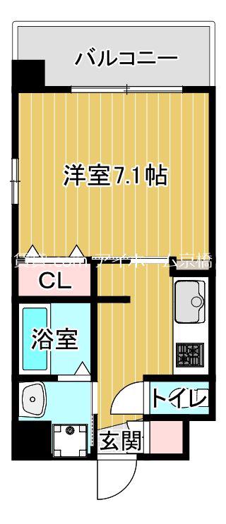 フォレストガーデン蒲生III(1K/4階)の間取り写真