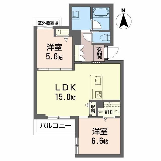 シャーメゾン月の杜(2LDK/3階)の間取り写真