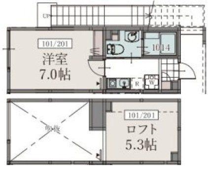 グレイスウッド武蔵中原(1K/2階)の間取り写真