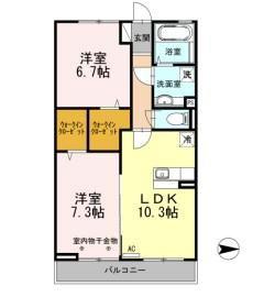 パークハイムMSKII(2LDK/2階)の間取り写真