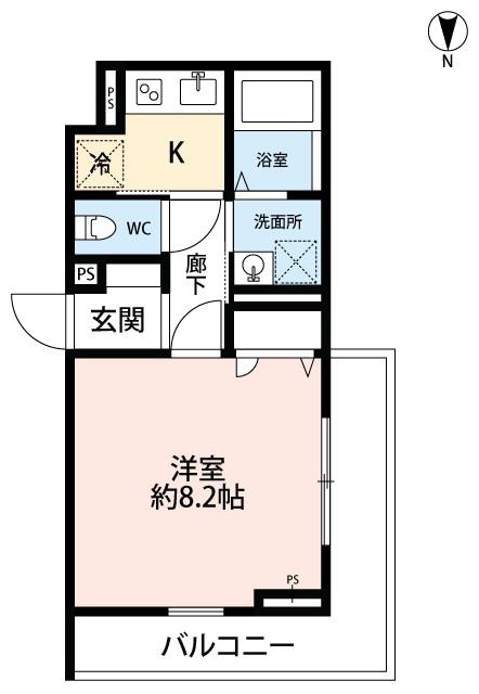 シャルムS岡崎(1K/1階)の間取り写真