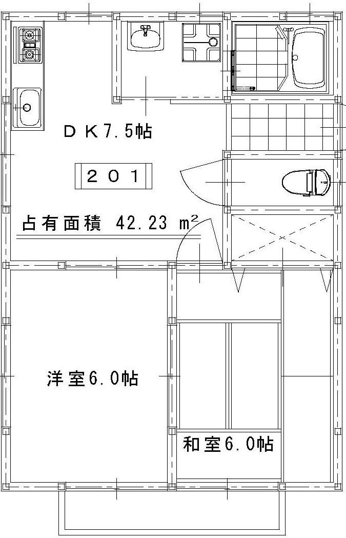 パークサイドもみじが丘(2DK/2階)の間取り写真