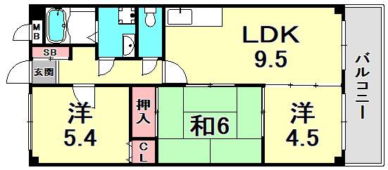 ベルコート相楽園(3LDK/2階)の間取り写真