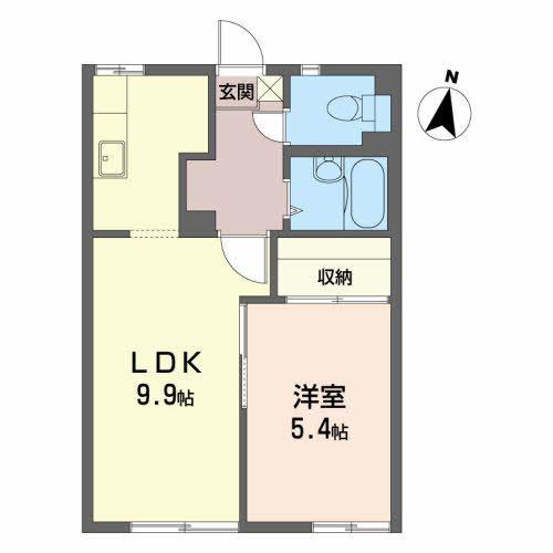 アパートメントハウス・アイリスD(1LDK/1階)の間取り写真