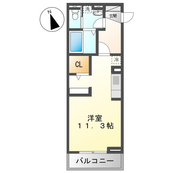 D-ROOM天神町(ワンルーム/2階)の間取り写真